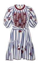 Figue Bria Cotton-embroidered Striped Dress