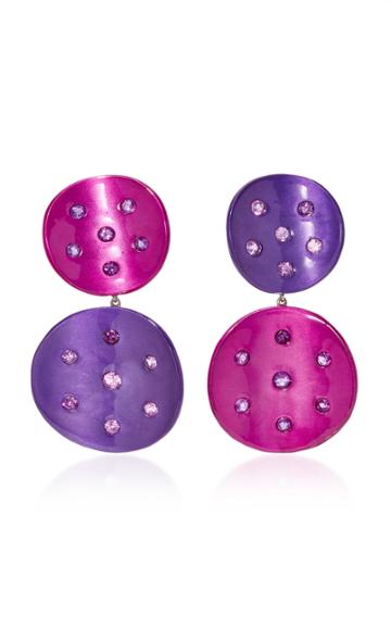 Sabbadini Pink And Purple Double Pois Earrings With Amethysts And Pink Sapphires