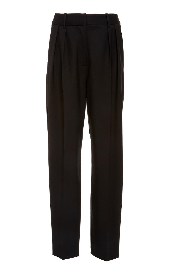 Nili Lotan Montana Pleated Pinstriped Wool-blend Straight-leg Pants