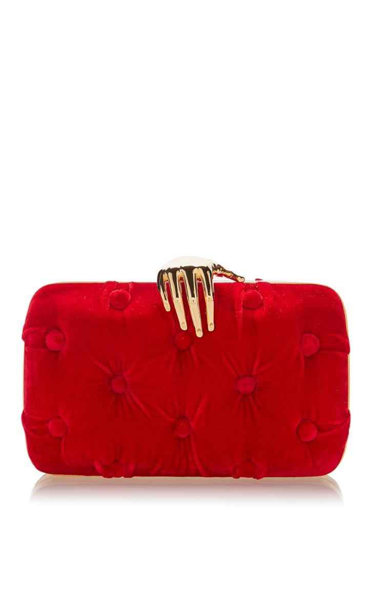 Benedetta Bruzziches Carmen Velvet Clutch With Hand
