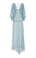 Costarellos Chantilly Lace V-neck Gown