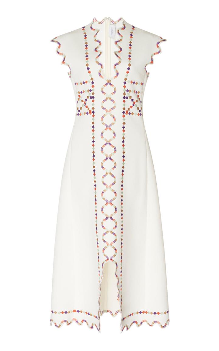 Giambattista Valli Embroidered Twill Midi Dress