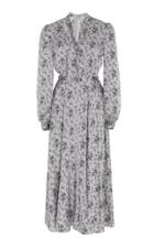 Co Necktie Belted Floral Silk-charmeuse Midi Dress