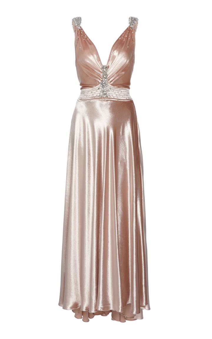 Paco Rabanne Crystal-embellished Velvet Midi Dress