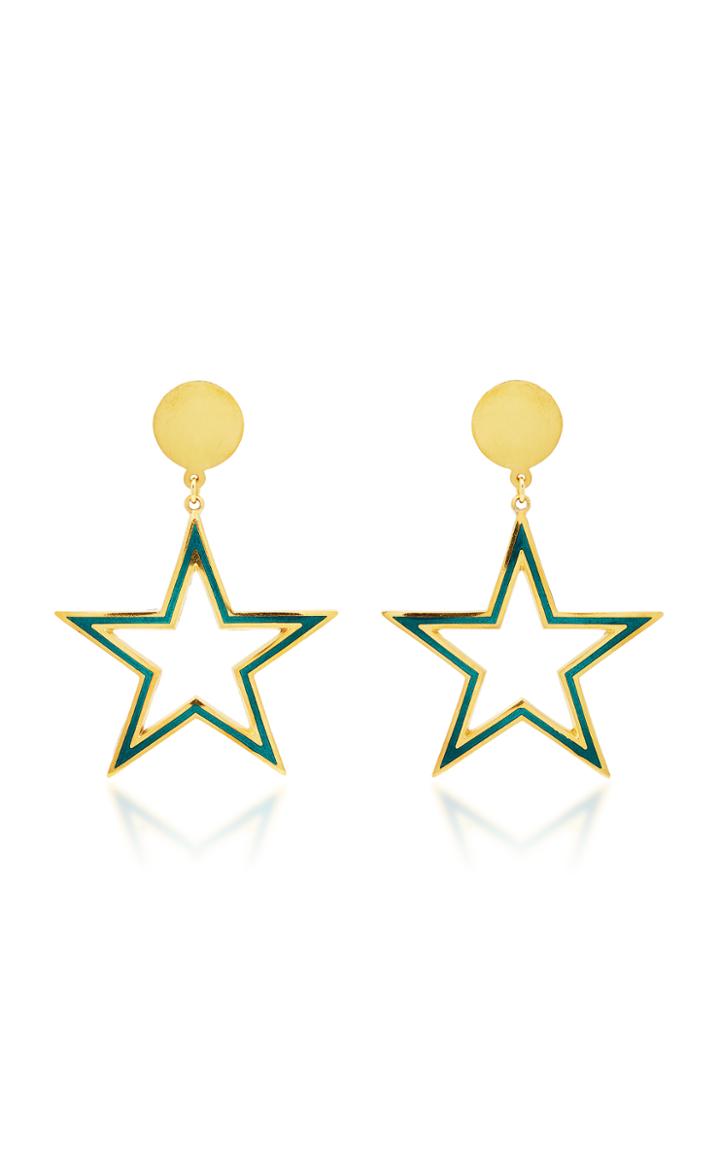 Silhouette One Star Silver-tone Enamel Earrings