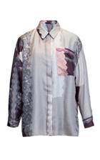 Lake Studio Collared Mixed-print Silk Top