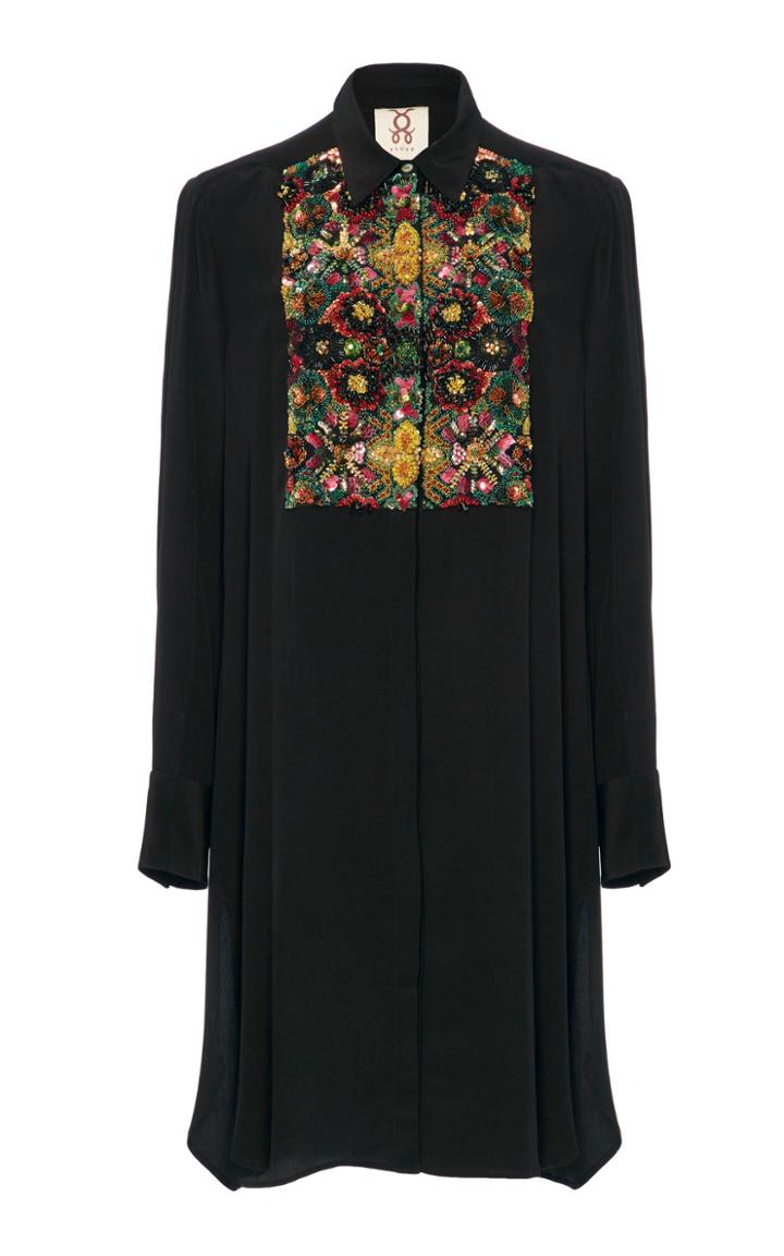 Figue Emmanuel Embroidered Tuxedo Silk Tunic