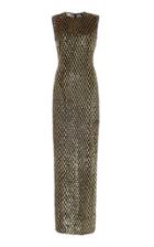 Michael Kors Collection Embroidered Crewneck Column Gown