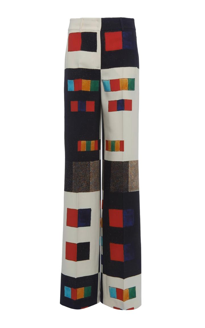 Akris Printed Wool-blend Wide-leg Pants