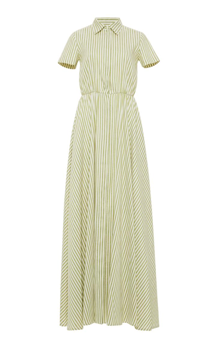 Luisa Beccaria Striped Short Sleeve Full Length Dress
