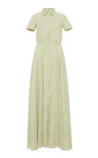 Luisa Beccaria Striped Short Sleeve Full Length Dress