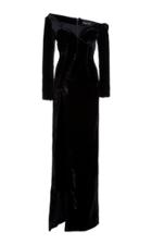 Moda Operandi Sergio Hudson Fiona Velvet Asymmetric Gown With High Slit