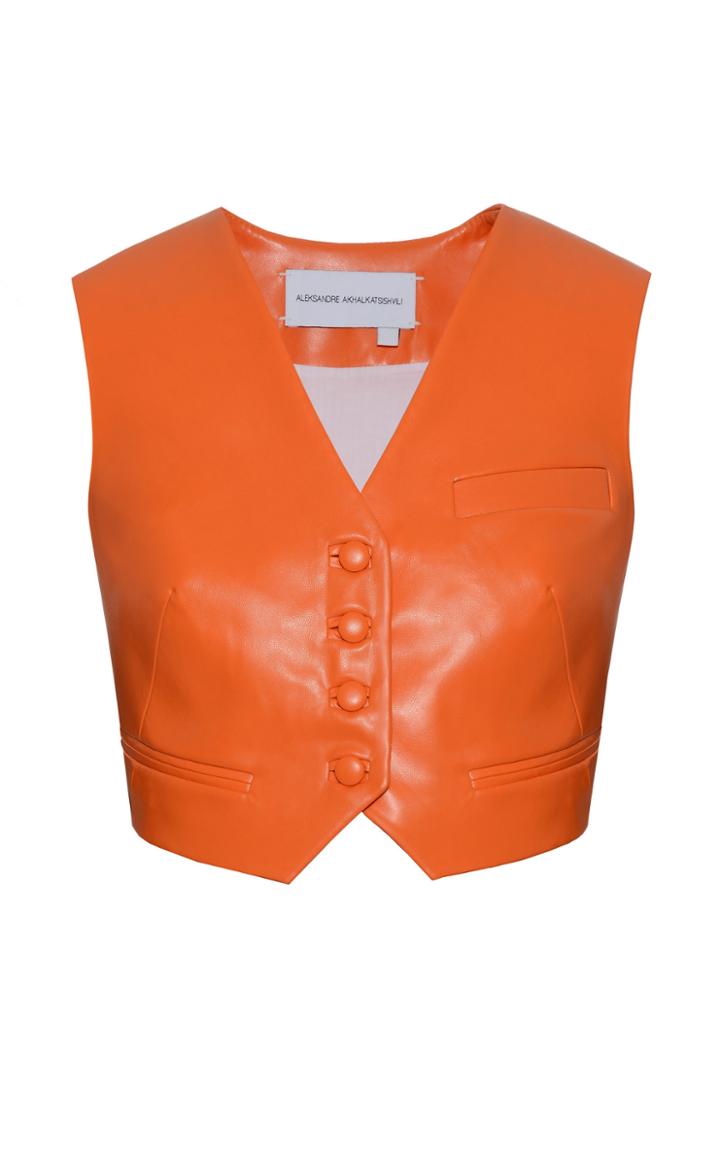 Moda Operandi Aleksandre Akhalkatsishvili Faux Leather Cropped Vest Size: M