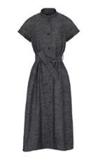 Moda Operandi Martin Grant Limited Edition Belted Linen-blend Midi Shirt Dress