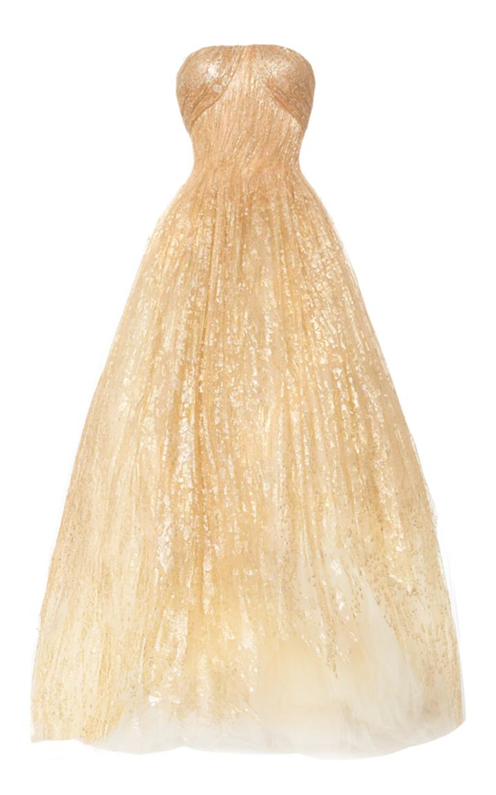 Oscar De La Renta Metallic Tulle Gown