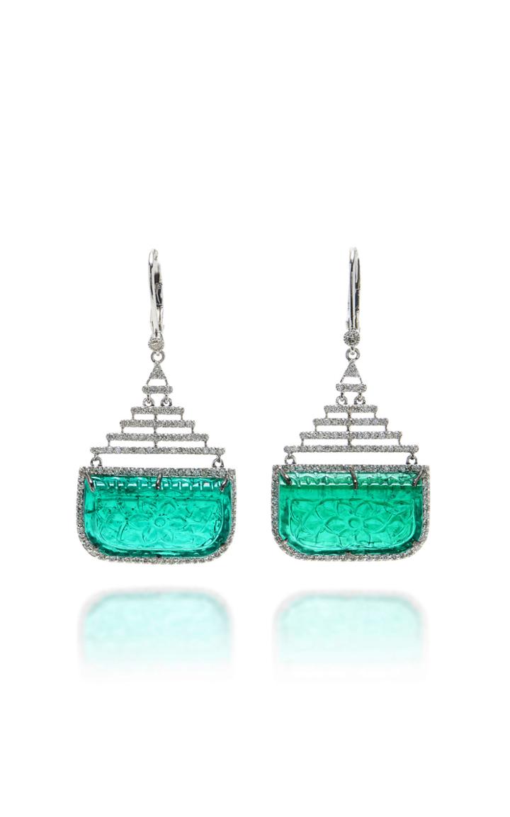 Amrapali Carved Glass And Diamond Earrings
