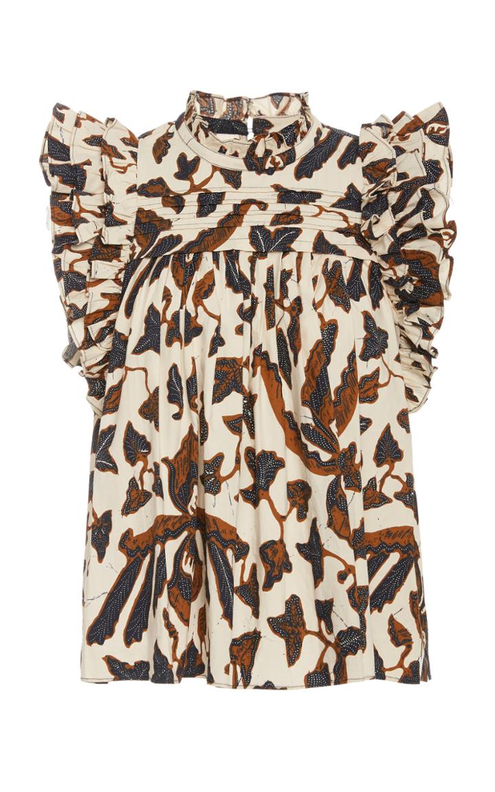 Ulla Johnson Eva Printed Ruffled Cotton Top Size: 0