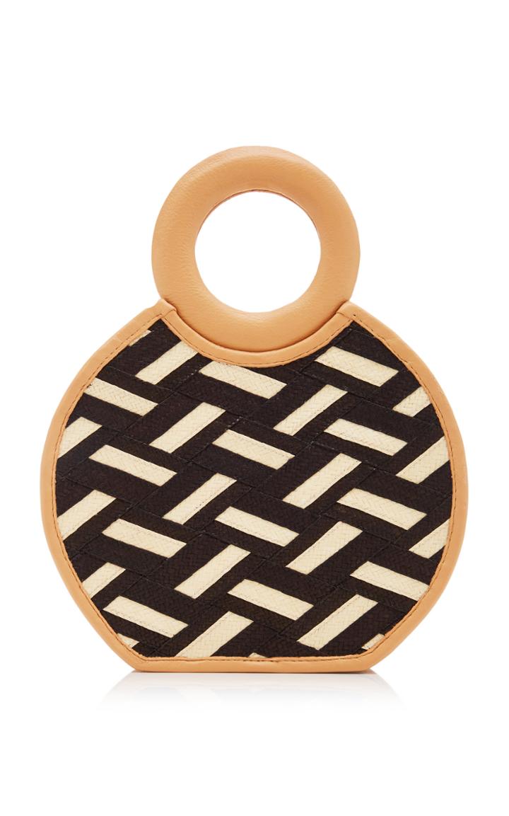 Adriana Castro Zenu Mini Leather-trimmed Woven Straw Tote