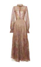 Luisa Beccaria Metallic Embroidered Long Dress