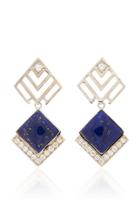 Melis Goral Geometria 18k Gold Lapis And Diamond Earrings
