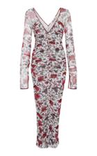Diane Von Furstenberg Ruched Floral V-neck Dress