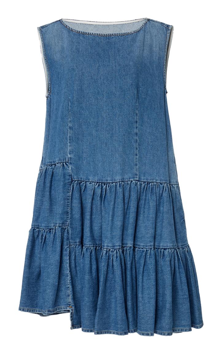 Mm6 Oversized Tiered Denim Dress