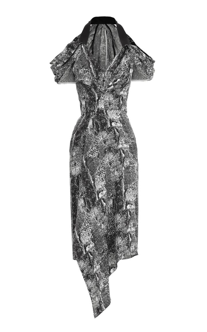 Maticevski Clade Ruffled Printed Satin And Crepe Top