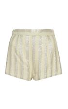 Sandra Mansour Argentique Metallic Stripe Silk-blend Shorts