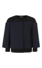 Zac Posen Bonded Wool Three Quarter Sleeve Blazer