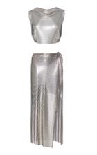 Fannie Schiavoni M'o Exclusive Metal Mesh Crop Top And Skirt Set