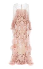 Pamella Roland Tiered Sequin And Feather Gown