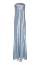 Alberta Ferretti Silk Lame Strapless Gown