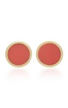 Established 18k Gold Coral Enamel Dot Earrings