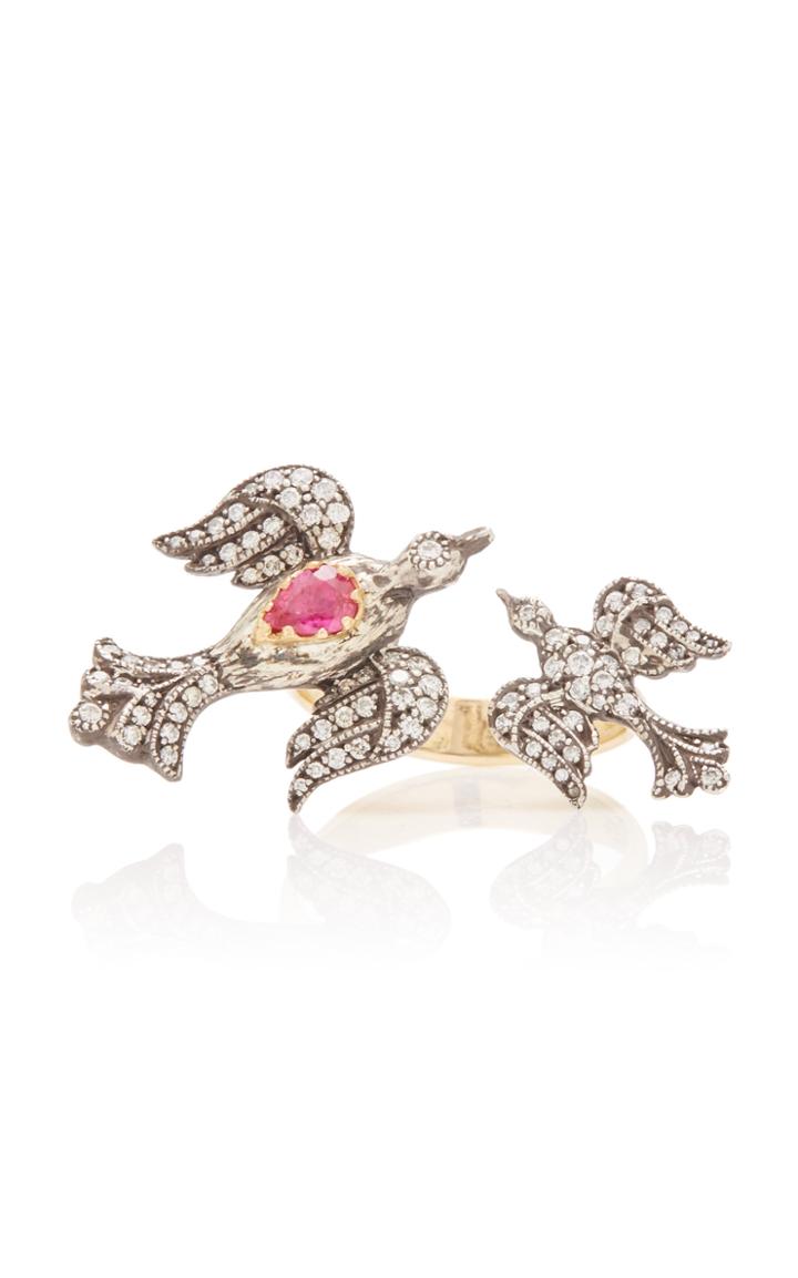 Moda Operandi Arman Sarkisyan 22k Gold And Ruby Sparrow Ring Size: 7