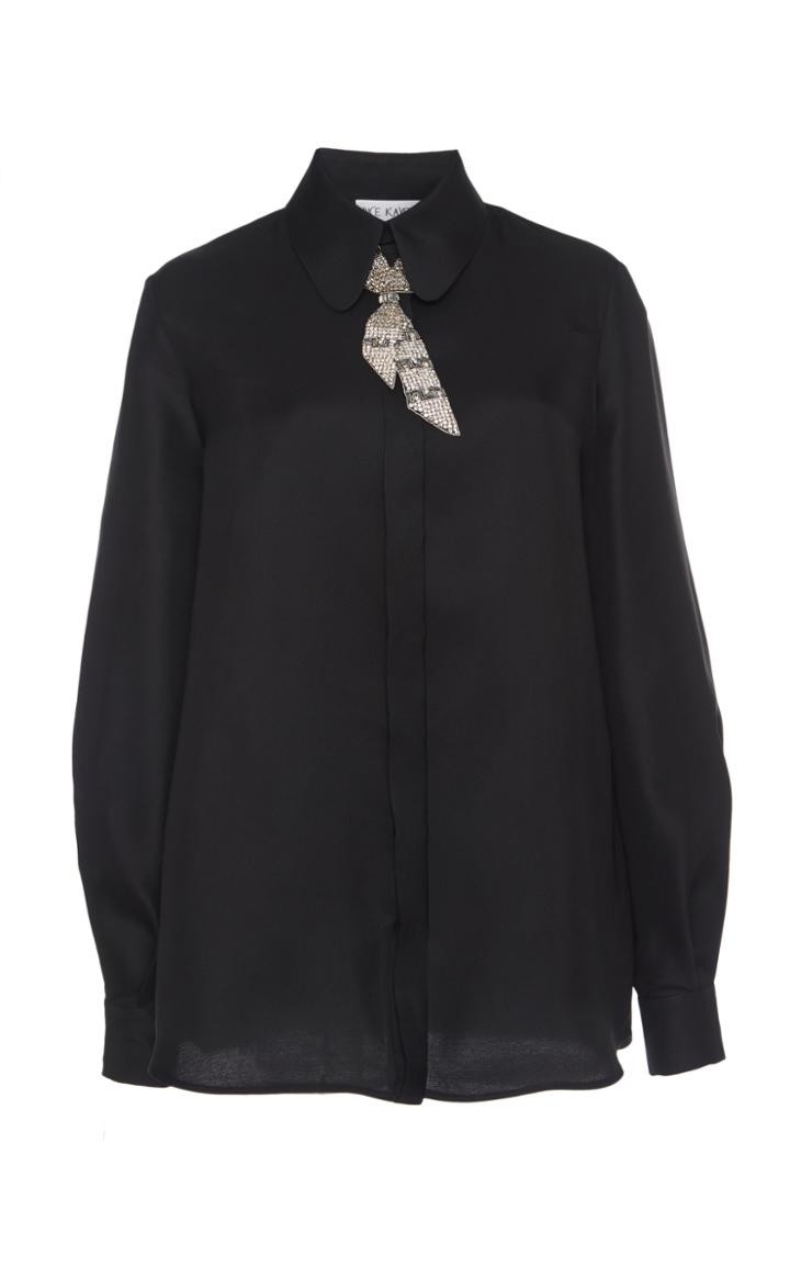 Dice Kayek Neck Tie Black Blouse