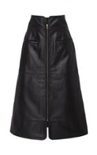 Sea High-waisted Leather A-line Skirt