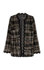 Anna Sui Plaid Shimmer Sequin Jacket
