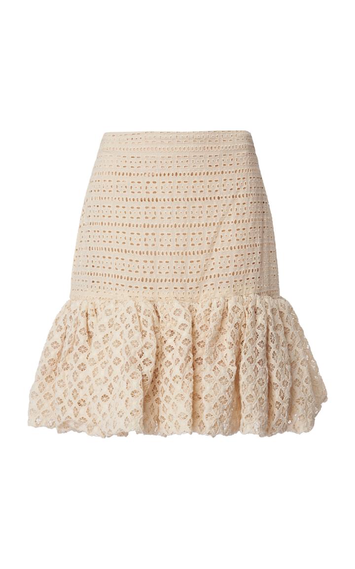 Leal Daccarett Oye Como Va Broderie Anglaise-cotton Skirt