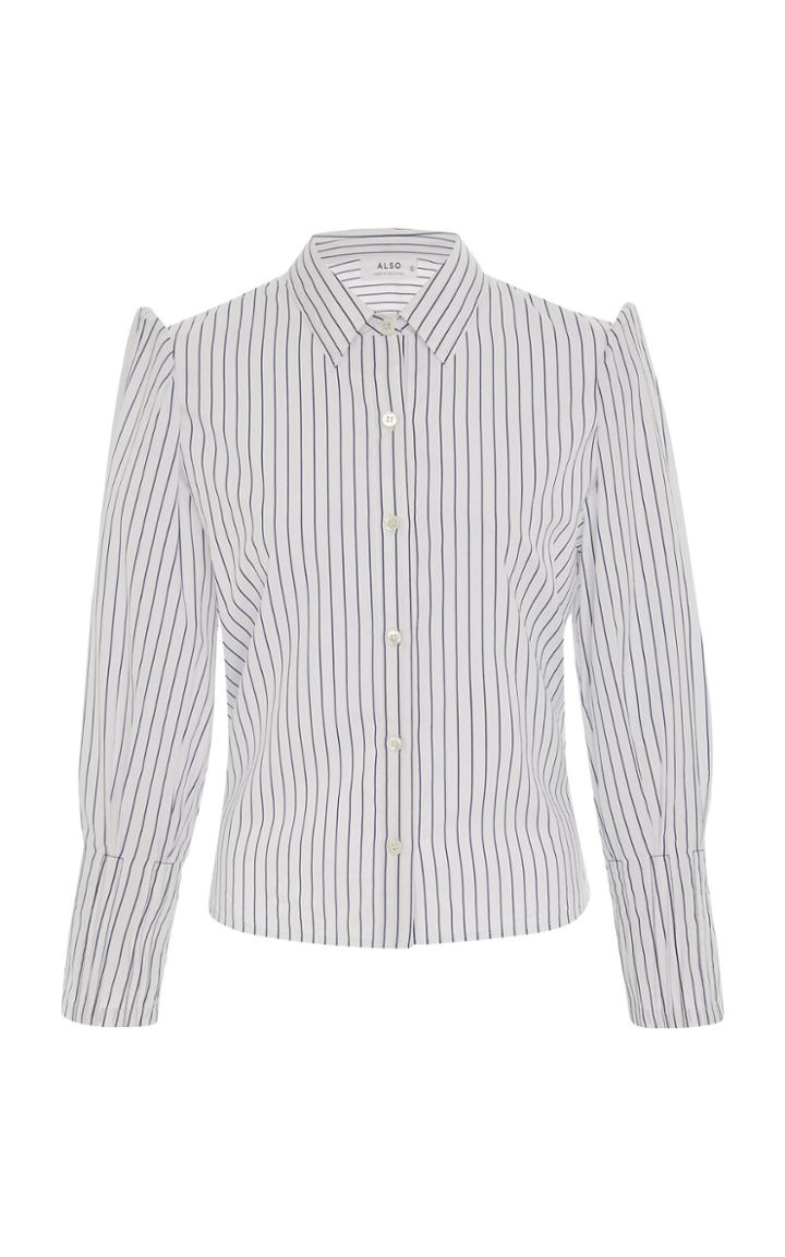 Also Striped Cotton Button Down Top