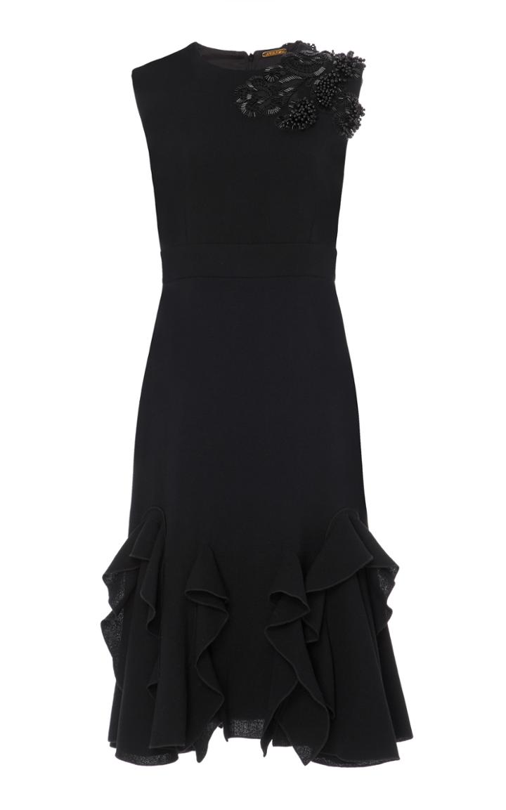Amelia Toro Bead Embroidered Ruffled Midi Dress