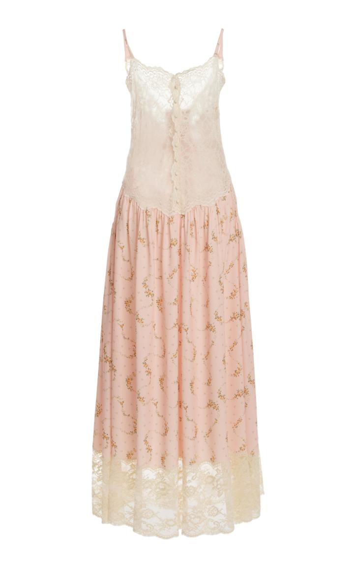 Moda Operandi Paco Rabanne Lace-trimmed Floral Crepe Maxi Dress