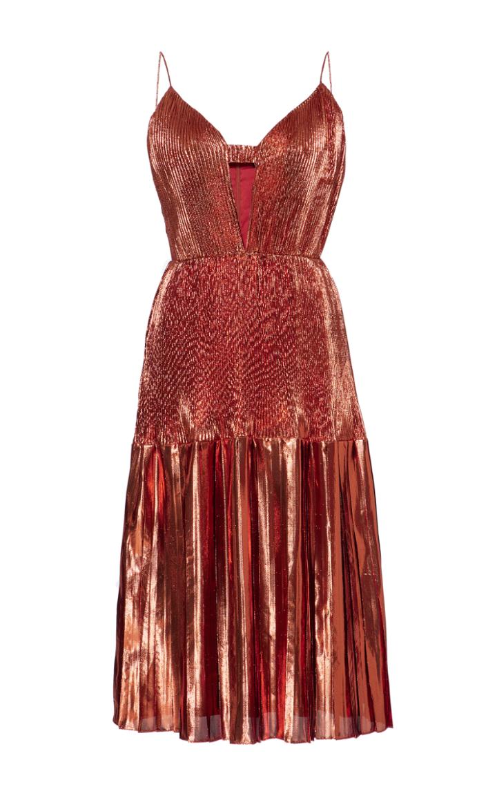 Christian Siriano Metallic Pleated Dress