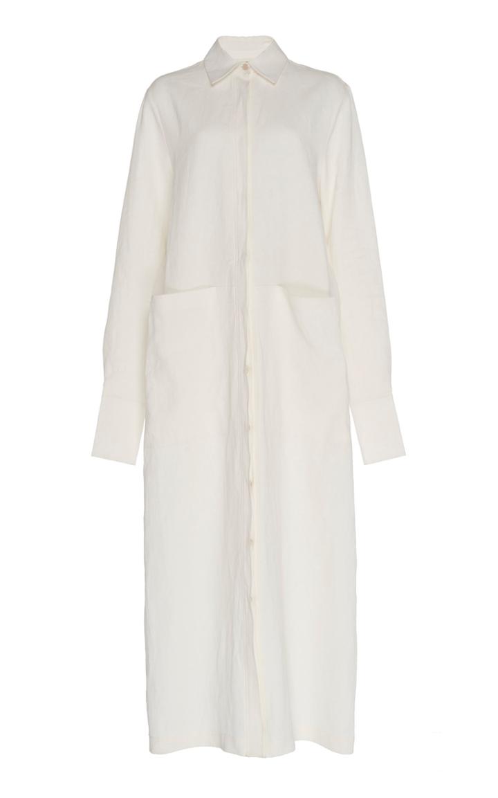 Jil Sander Button-up Long Heron Linen Shirt Dress