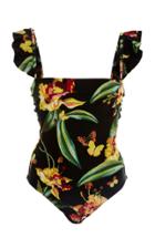Agua By Agua Bendita Nativa Printed Ruffled One-piece Swimsuit
