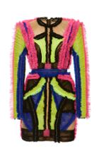 Balmain Tulle Multicolored Trim Mini Dress