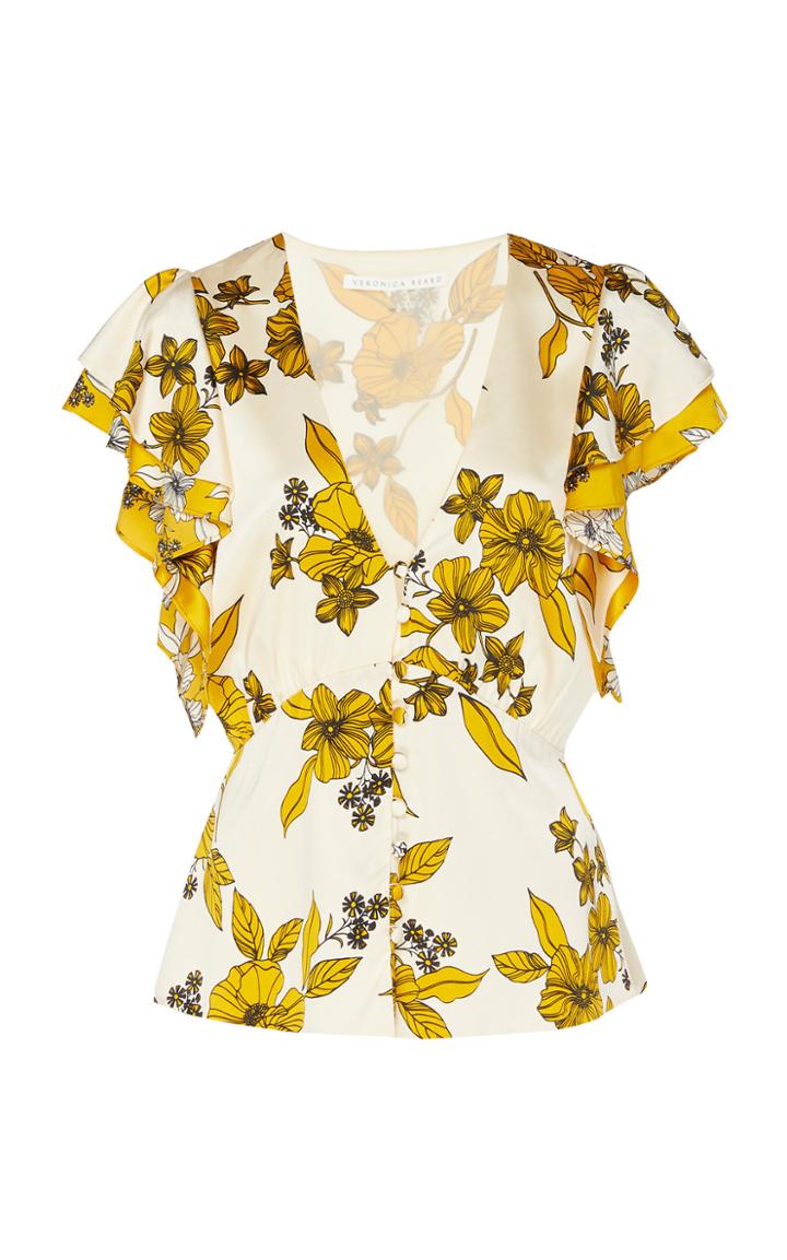 Veronica Beard Polly Floral-printed Silk-blend Top