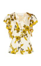 Veronica Beard Polly Floral-printed Silk-blend Top