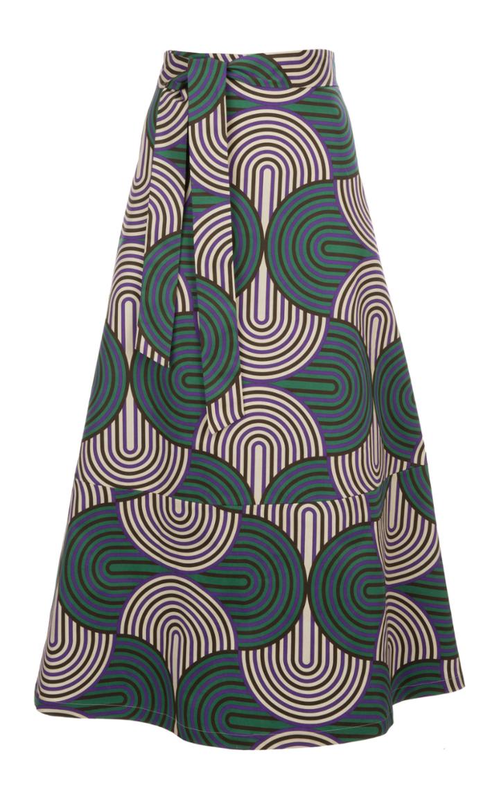 La Doublej Belted Printed Cotton-blend Maxi Skirt