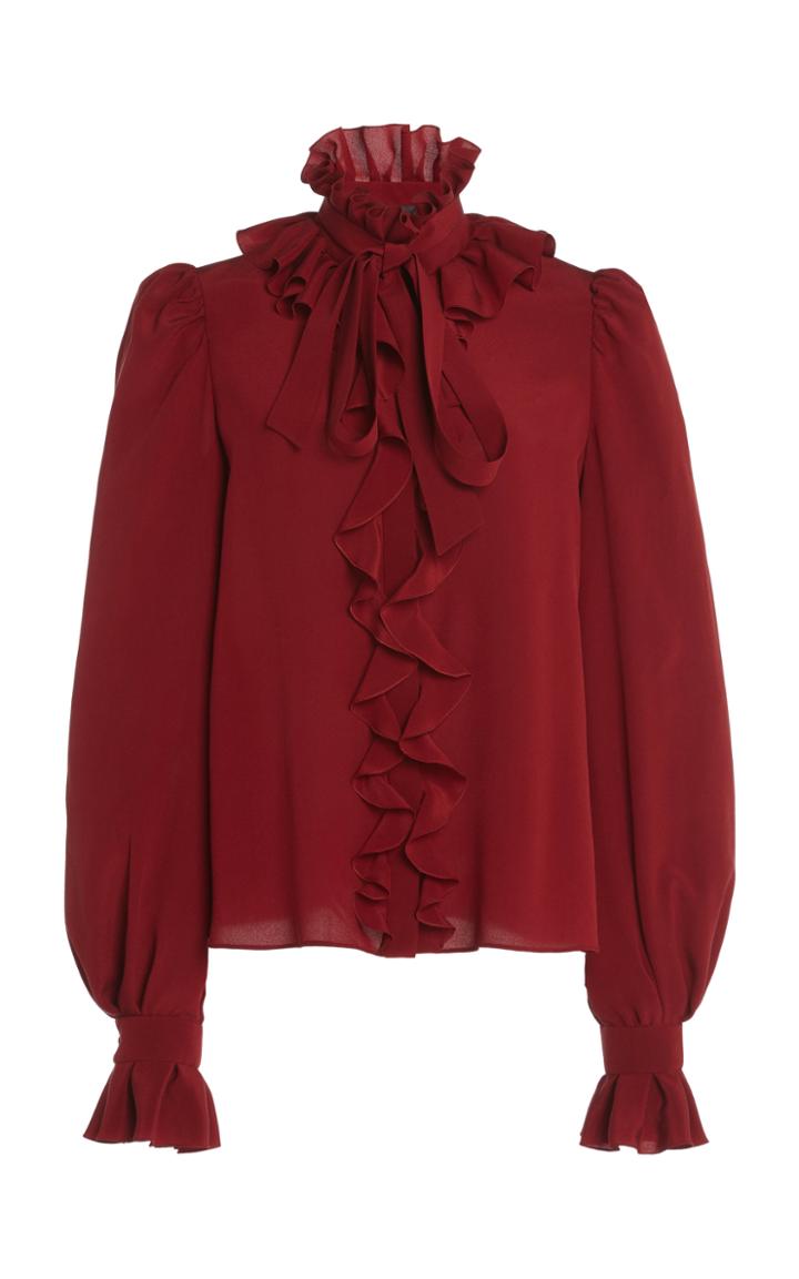 Moda Operandi Zuhair Murad Bow-accented Crepe De Chine Blouse