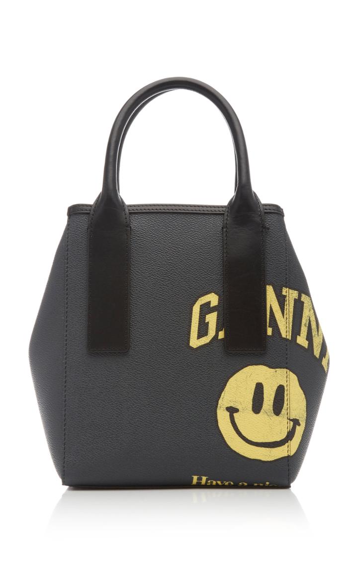 Moda Operandi Ganni Smiley Faced Coated Canvas Top Handle